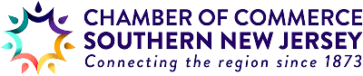 Chamber of Commerce Southern New Jersey logo with a colorful circular star emblem and the tagline 'Connecting the region since 1873'.