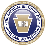 NIHCA accreditation seal: circular badge stating 'The National Institute for Home Care Accreditation' with the NIHCA acronym in the center.