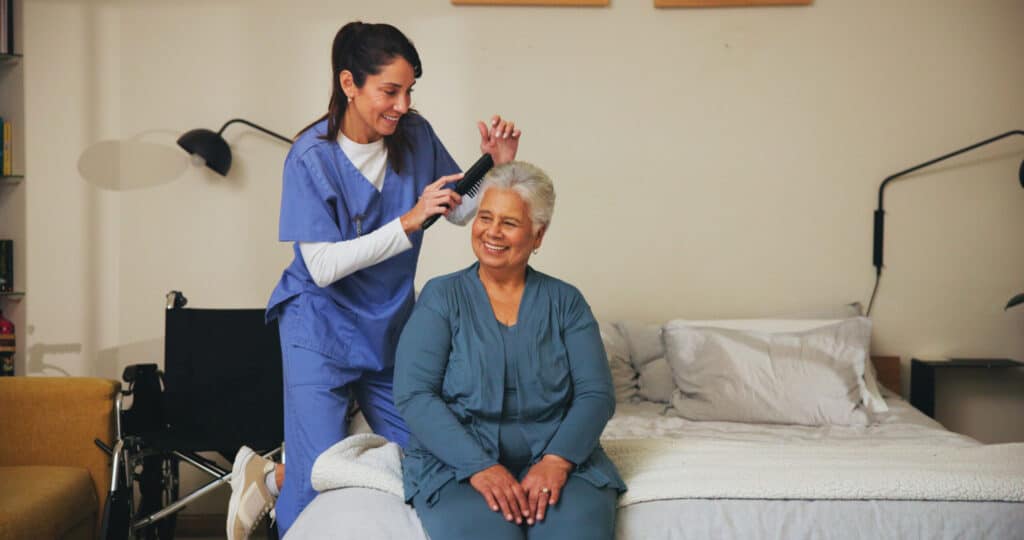 Caregiver providing 24-hour home care in Vineland, NJ, offering companionship and support to a senior at home
